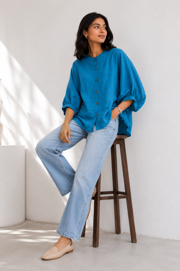 Azure Relaxed Linen Shirt