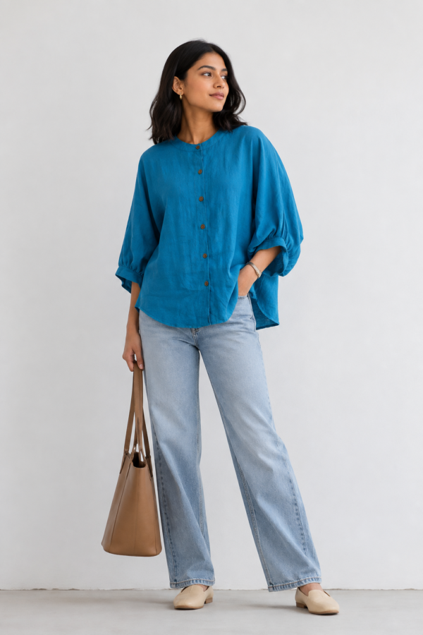 Azure Relaxed Linen Shirt