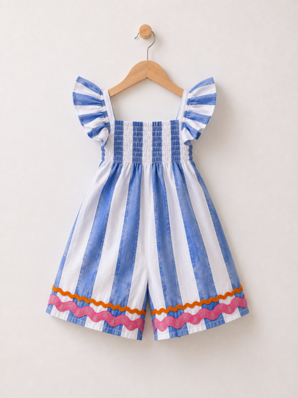 Azure Stripe Kids’ Romper