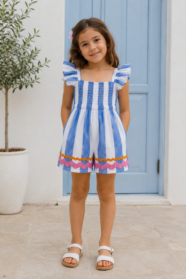 Azure Stripe Kids’ Romper