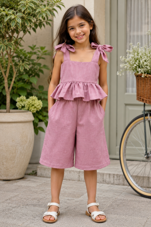 Blush Bow-Shoulder Romper