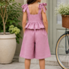 Blush Bow-Shoulder Romper