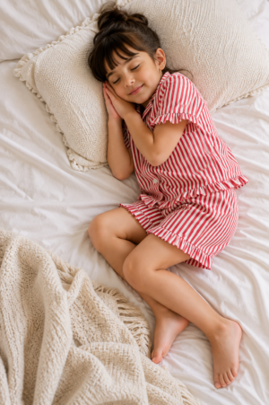 Cherry Stripe Kids’ Pajama Set (1) Cherry Stripe Kids’ Sleep Set