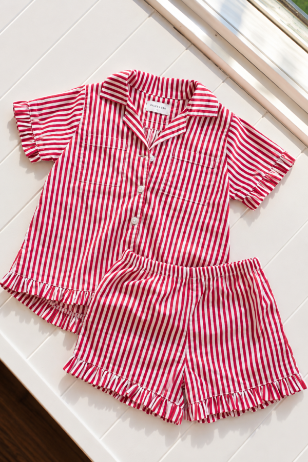 Cherry Stripe Kids’ Sleep Set