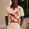 Cream Crimson Bird Polo (1) Cream Crimson Bird Polo