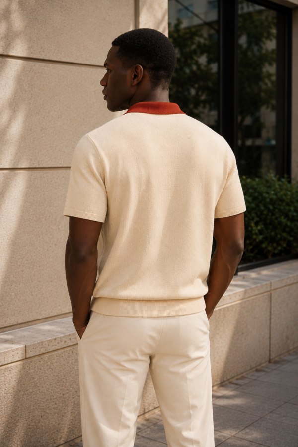 Cream Crimson Bird Polo (2) Cream Crimson Bird Polo