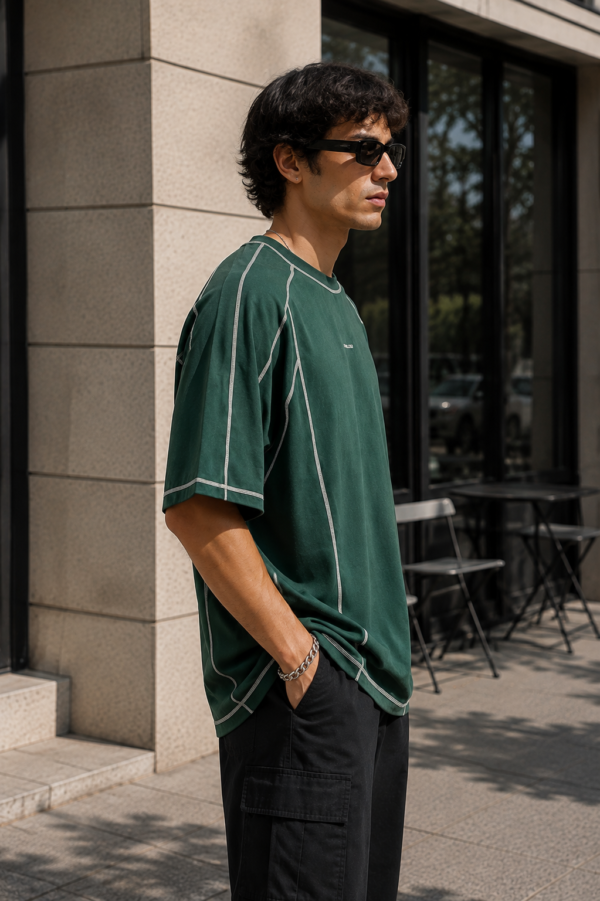 Deep Green Panel Stitch Tee