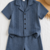 Denim Blue Embroidered Co-Ord (3) Denim Blue Embroidered Set