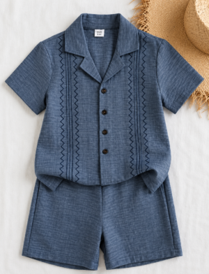 Denim Blue Embroidered Set