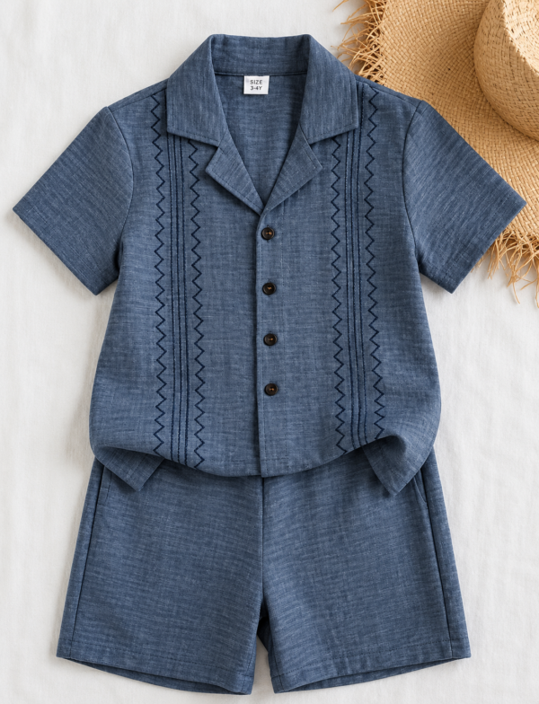 Denim Blue Embroidered Co-Ord (3) Denim Blue Embroidered Set