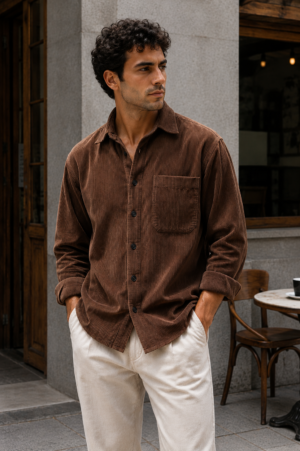 Espresso Corduroy Utility Shirt