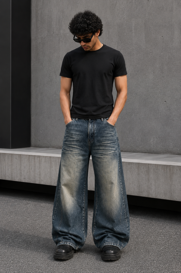 Faded Indigo Wide-Leg Jeans (2) Faded Indigo Wide-Leg Jeans