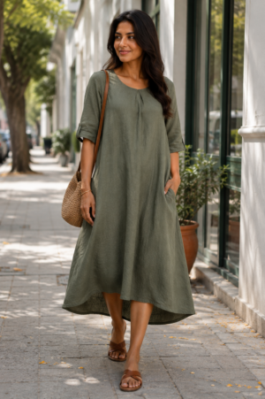 Grey green cricular dress
