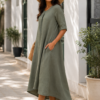 Grey green cricular dress