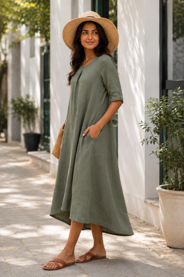 Grey green cricular dress