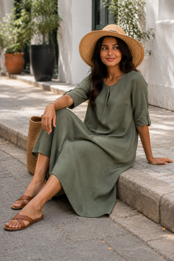 Grey green cricular dress