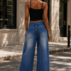 Indigo Asymmetry Wide-Leg Jeans back Indigo Asymmetry Wide-Leg Jeans