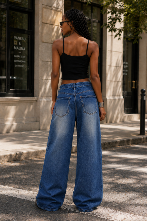 Indigo Asymmetry Wide-Leg Jeans back Indigo Asymmetry Wide-Leg Jeans