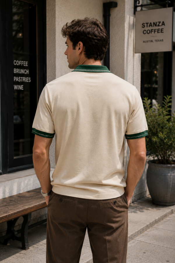Ivory Green-Trim Polo
