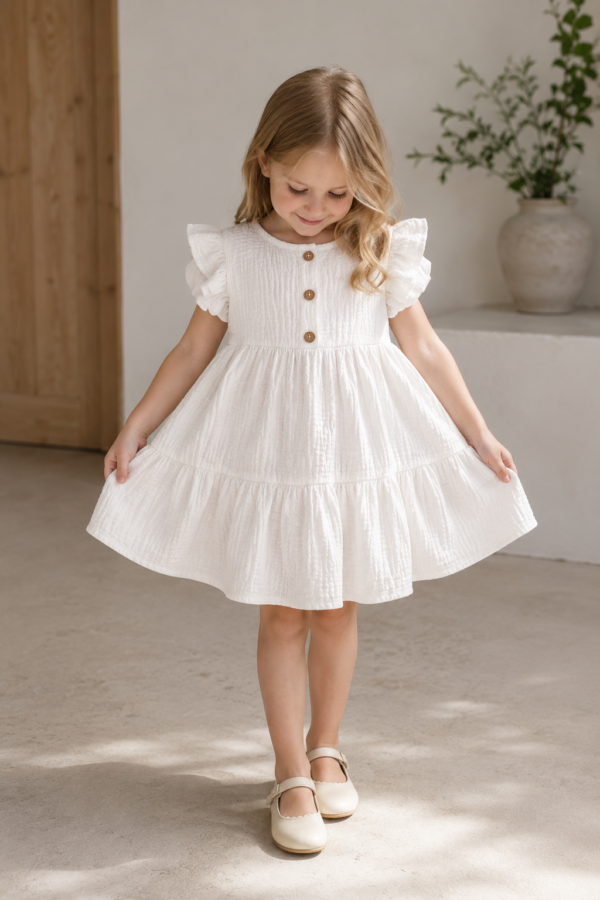 Ivory Ruffle Sleeve Dress
