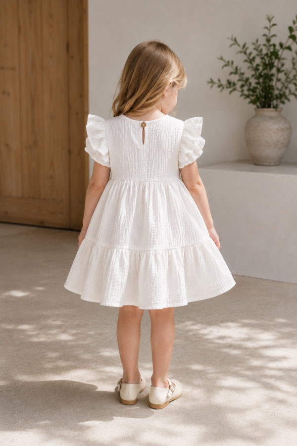 Ivory Ruffle Sleeve Dress