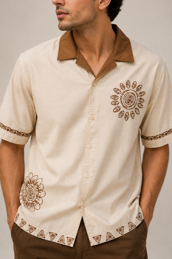Ivory Sunburst Embroidered Shirt (1) Ivory Sunburst Embroidered Shirt