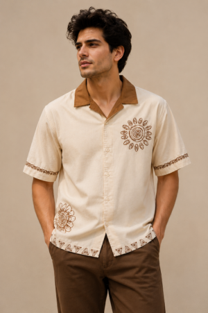 Ivory Sunburst Embroidered Shirt (3) Ivory Sunburst Embroidered Shirt