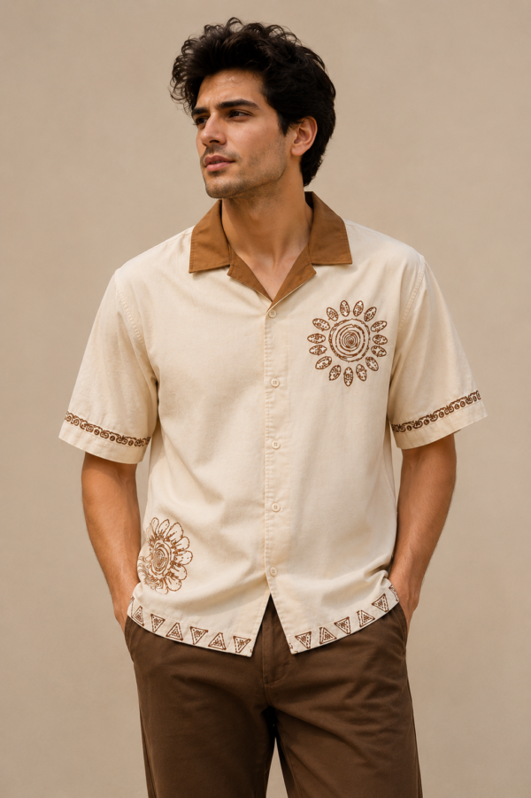 Ivory Sunburst Embroidered Shirt (3) Ivory Sunburst Embroidered Shirt