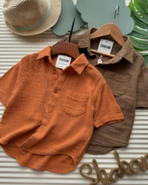 KB-002 Kids Textured Gauze Camp-Collar Shirt