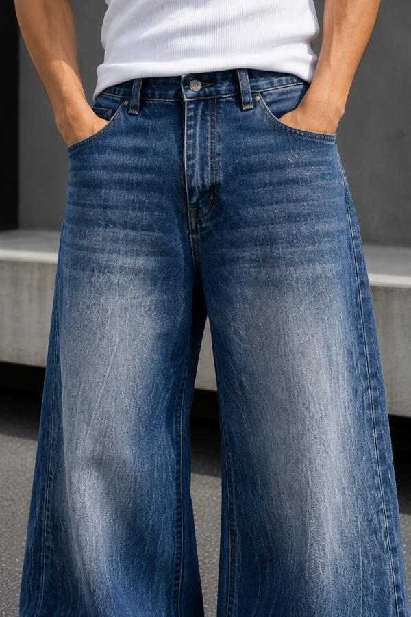 Mid-Wash Wide-Leg Jeans (1) Mid-Wash Wide-Leg Jeans
