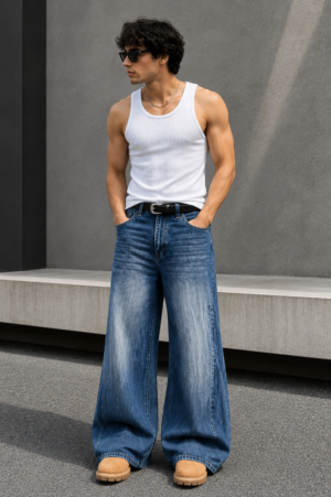 Mid-Wash Wide-Leg Jeans (3) Mid-Wash Wide-Leg Jeans