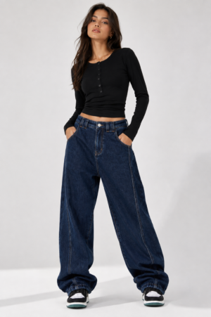 Midnight Utility Wide-Leg Jeans