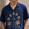 Navy Botanical Embroidered Shirt Zoomed Navy Botanical Embroidered Shirt