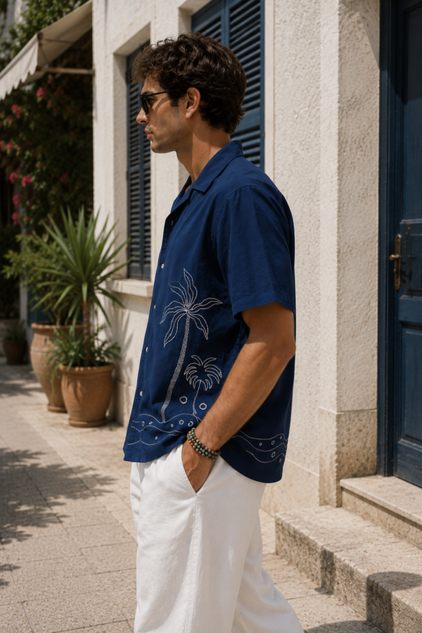 Navy Coastal Palm Shirt (1) Navy Coastal Palm Shirt