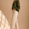 Olive Meadow Embroidered Blouse Side Olive Meadow Embroidered Top