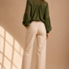 Olive Meadow Embroidered BlouseBack Olive Meadow Embroidered Top