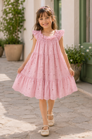 Pink Blossom Eyelet Dress