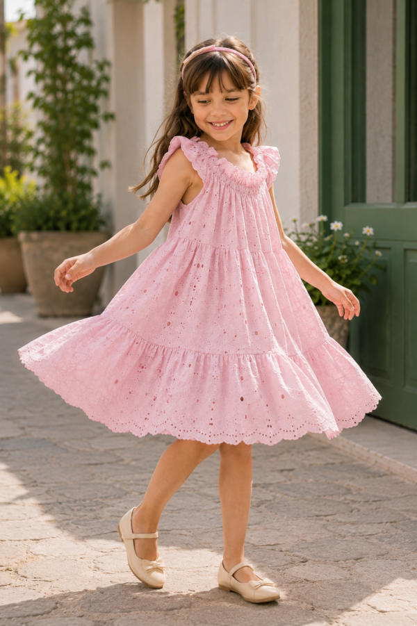 Pink Blossom Eyelet Dress