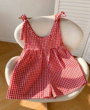 Red Picnic Gingham Romper (3) Red Gingham Romper