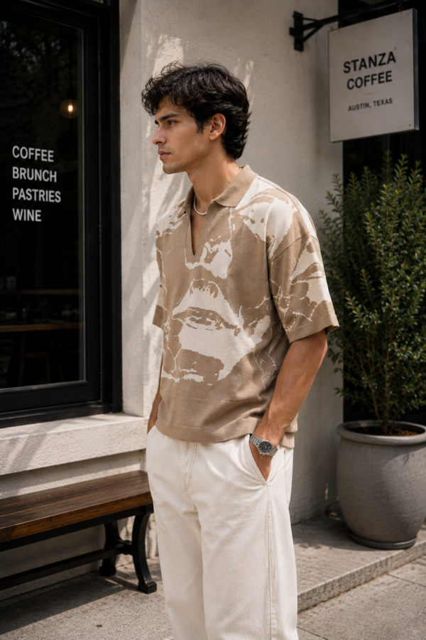 Sandstone Abstract Knit Polo (2) Sandstone Abstract Knit Polo