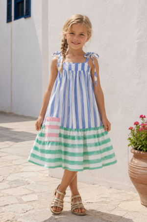 Seaside Stripe Ruffle Dress