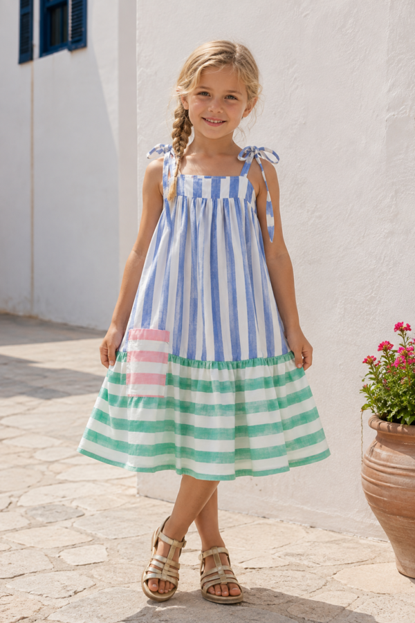 Seaside Stripe Ruffle Dress (3) Seaside Stripe Ruffle Dress