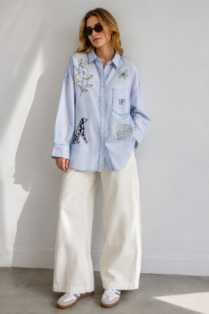 Sky Story Embroidered ShirtFront