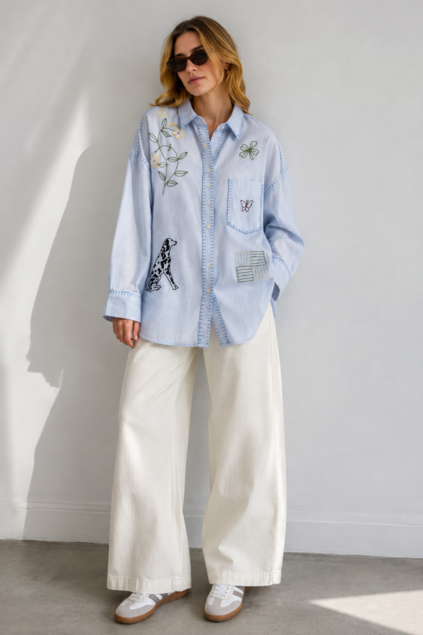 Sky Story Embroidered ShirtFront