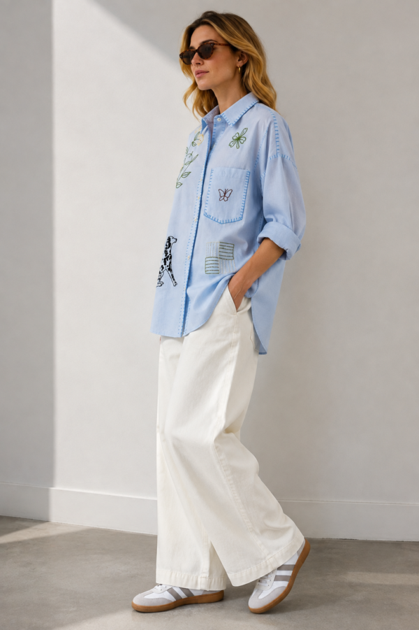 Sky Story Embroidered ShirtFront