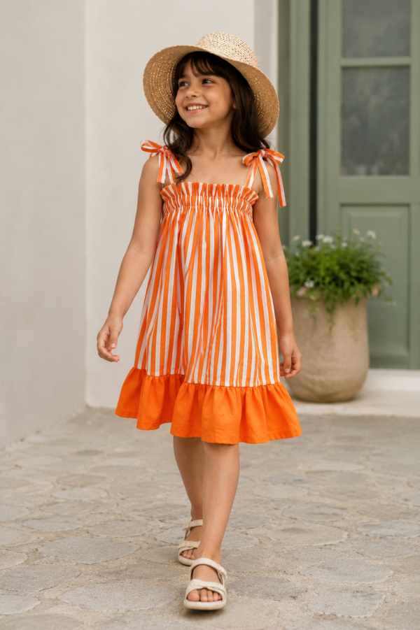 Tangerine Striped Sundress (2) Tangerine Striped Sundress