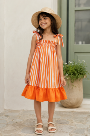 Tangerine Striped Sundress (3) Tangerine Striped Sundress