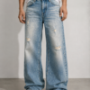 Vintage Ice Blue Distressed Wide-Leg Jeans (2) Vintage Ice Blue Distressed Wide-Leg Jeans