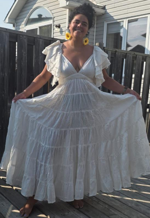 White Ruffle-Sleeve Tiered Maxi Dress