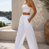 White Linen Women Pant Side walk White Linen Women Pant